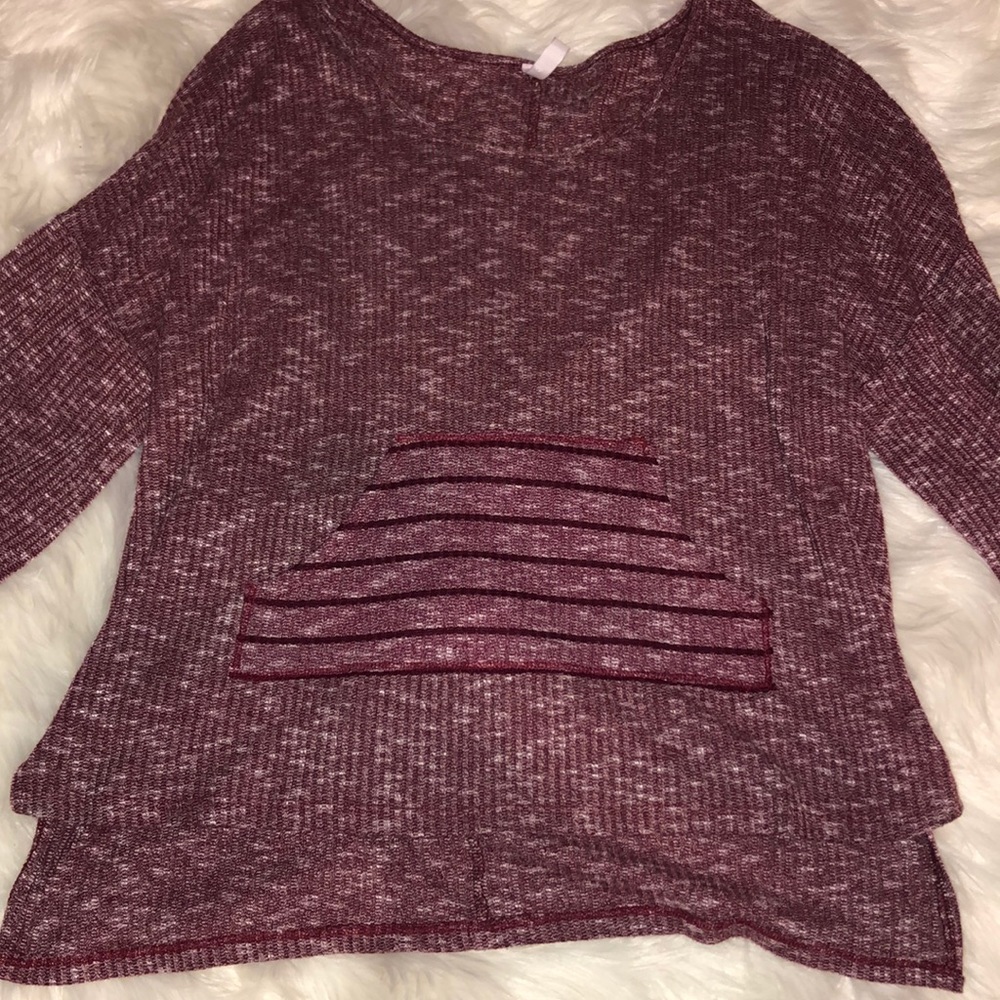distressed maroon top